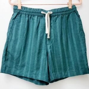 Goodfellow&Co The Vacay Pull On Green Striped Linen Blend Shorts Size XS New